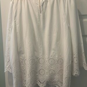 Talbots White Blouse with Lace Detail XL New without tag